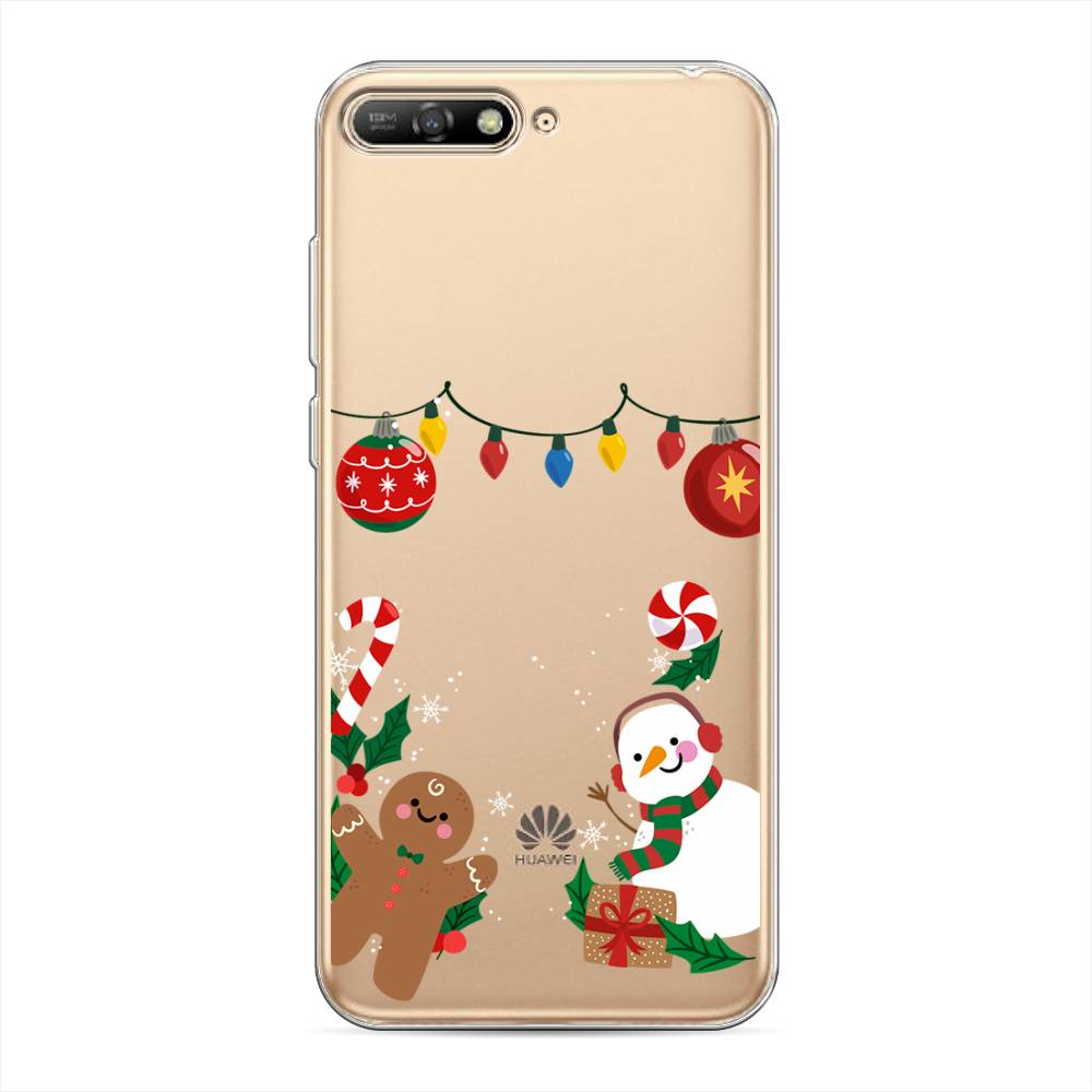 

Чехол на Huawei Y6 2018 "Новогоднее настроение", Коричневый;красный;зеленый, 67850-5