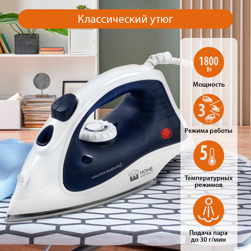 Утюг Home Element HE-IR217 белый, синий