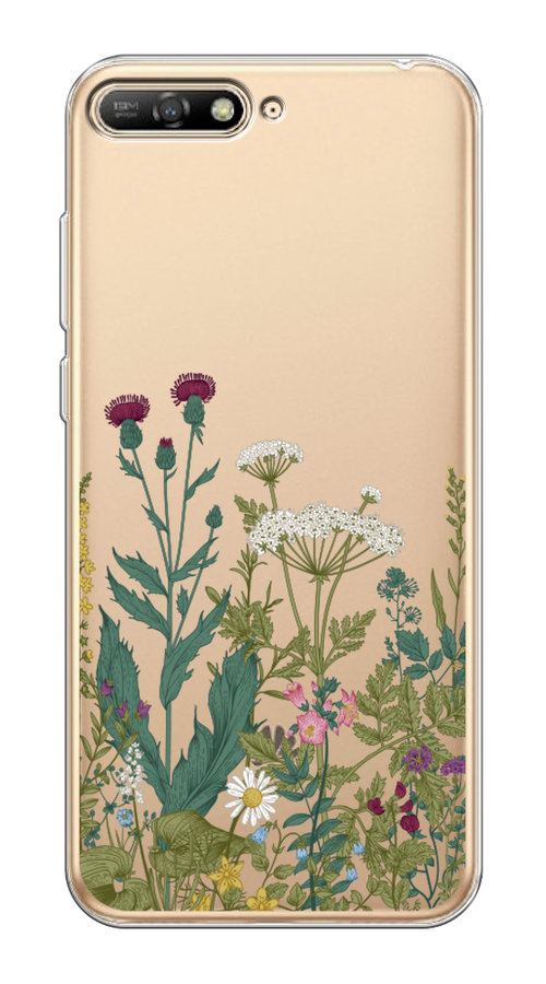 

Чехол на Huawei Y6 2018 "Дикие полевые цветы", Зеленый;розовый;белый, 67850-2