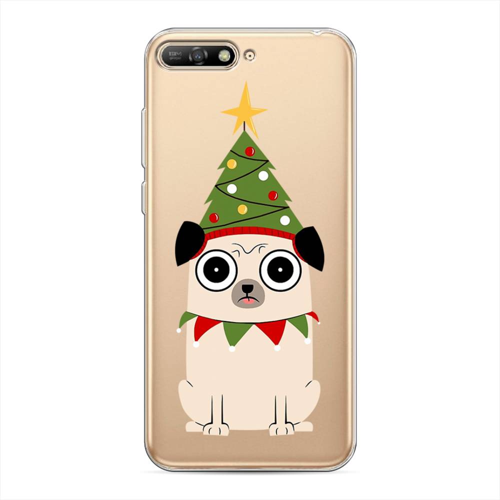 

Чехол на Huawei Y6 2018 "Собачка с ёлочкой", Бежевый;красный;зеленый, 67850-1