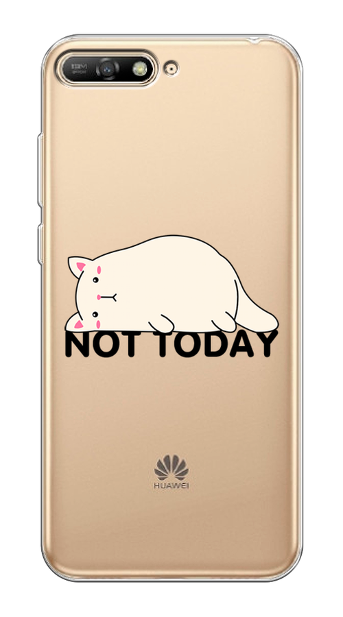 

Чехол на Huawei Y6 2018 "Cat not today", Белый;розовый;черный, 67850-1