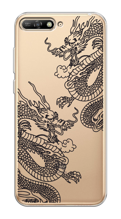 

Чехол на Huawei Y6 2018 "Два китайских дракона", Серый;черный, 67850-1