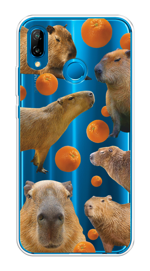 

Чехол на Huawei P20 Lite/Nova 3E "Капибара и апельсины", Бежевый;оранжевый, 64450-1
