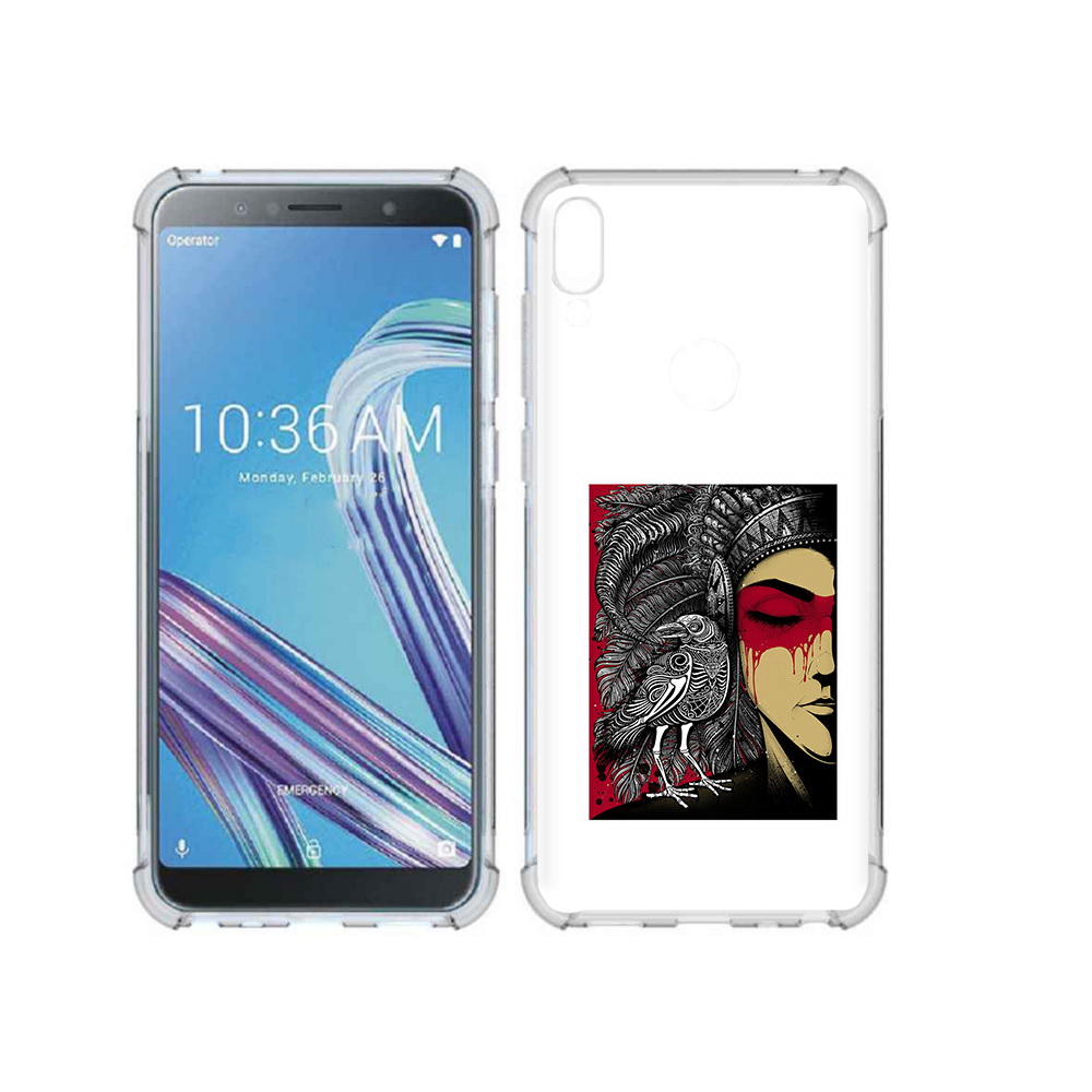 

Чехол MyPads Tocco для Asus ZenFone Max Pro (ZB602KL) девушка с вороном в абстракции, Прозрачный, Tocco