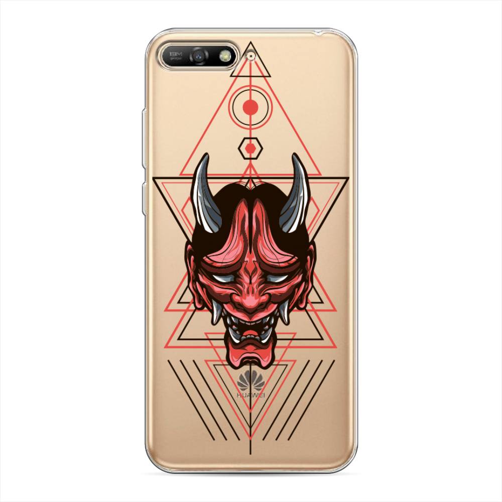 

Чехол на Huawei Y6 2018 "Hanya Oni mask", Серый;красный;черный, 67850-4