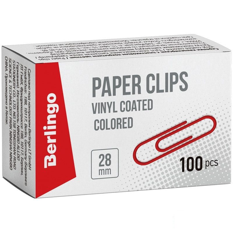 Скрепки Berlingo 28мм цветные картонная упаковка 100шт 10 уп BK2514 1250₽