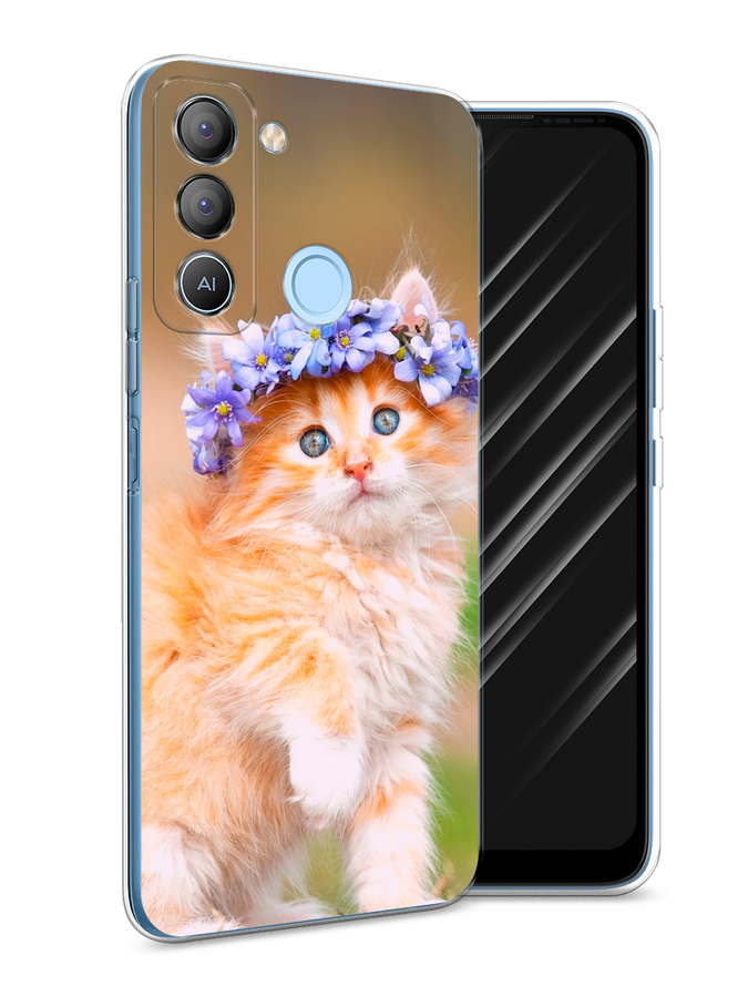 

Чехол Awog на Tecno POP 5 LTE "Рыжий кот в венке", Коричневый;синий, 303050-1
