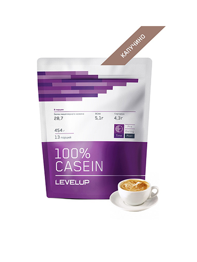 

LevelUp 100% Casein, 454 g (капучино)