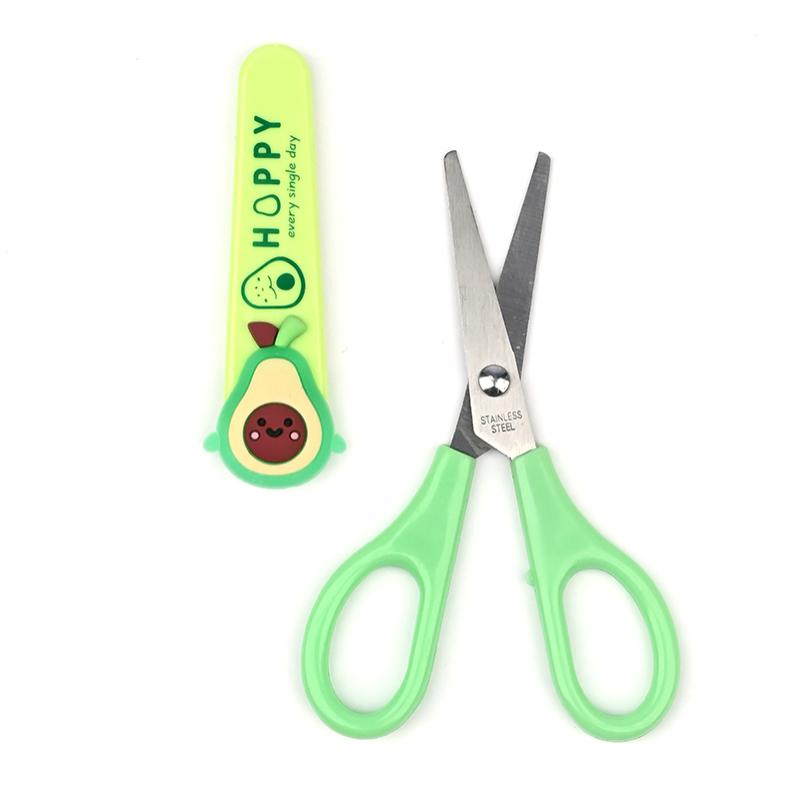 фото Детские канцелярские ножницы авокадо в чехле (14 см), зеленые nobrand