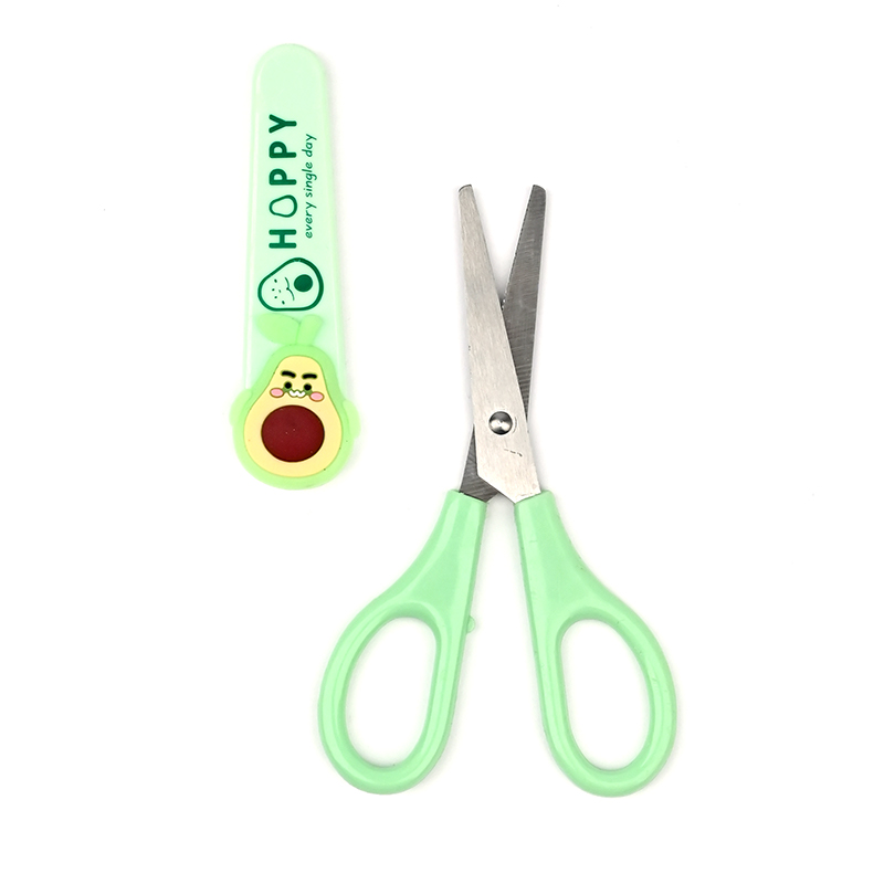 фото Детские канцелярские ножницы авокадо в чехле (14 см), светло-зеленые nobrand