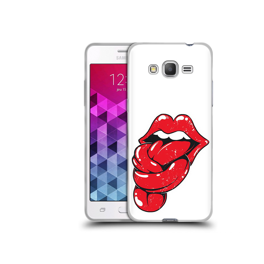 

Чехол MyPads Tocco для Samsung Galaxy Grand Prime яркие губы с языком, Прозрачный, Tocco