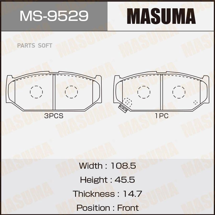 

Колодки тормозные MASUMA AN-706WK NP9023 P79023 front MASUMA MS9529