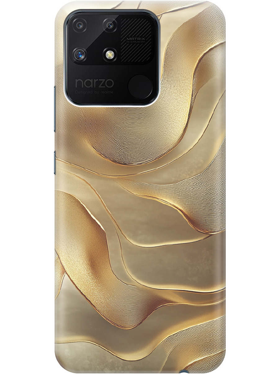 

Силиконовый чехол на Realme narzo 50A с принтом "Золотистые волны", Прозрачный;бежевый;золотистый, 740189931