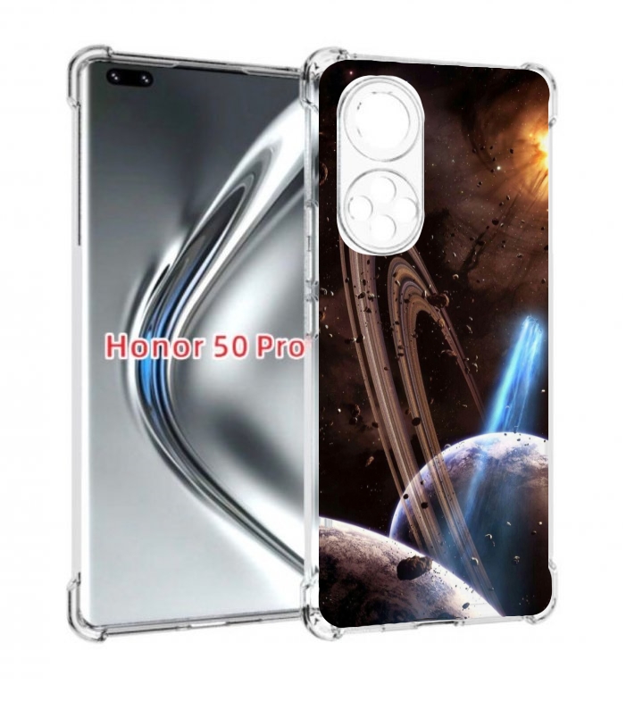 

Чехол бампер MyPads сатурн в космосе для Honor 50 Pro/Nov, Прозрачный, Tocco