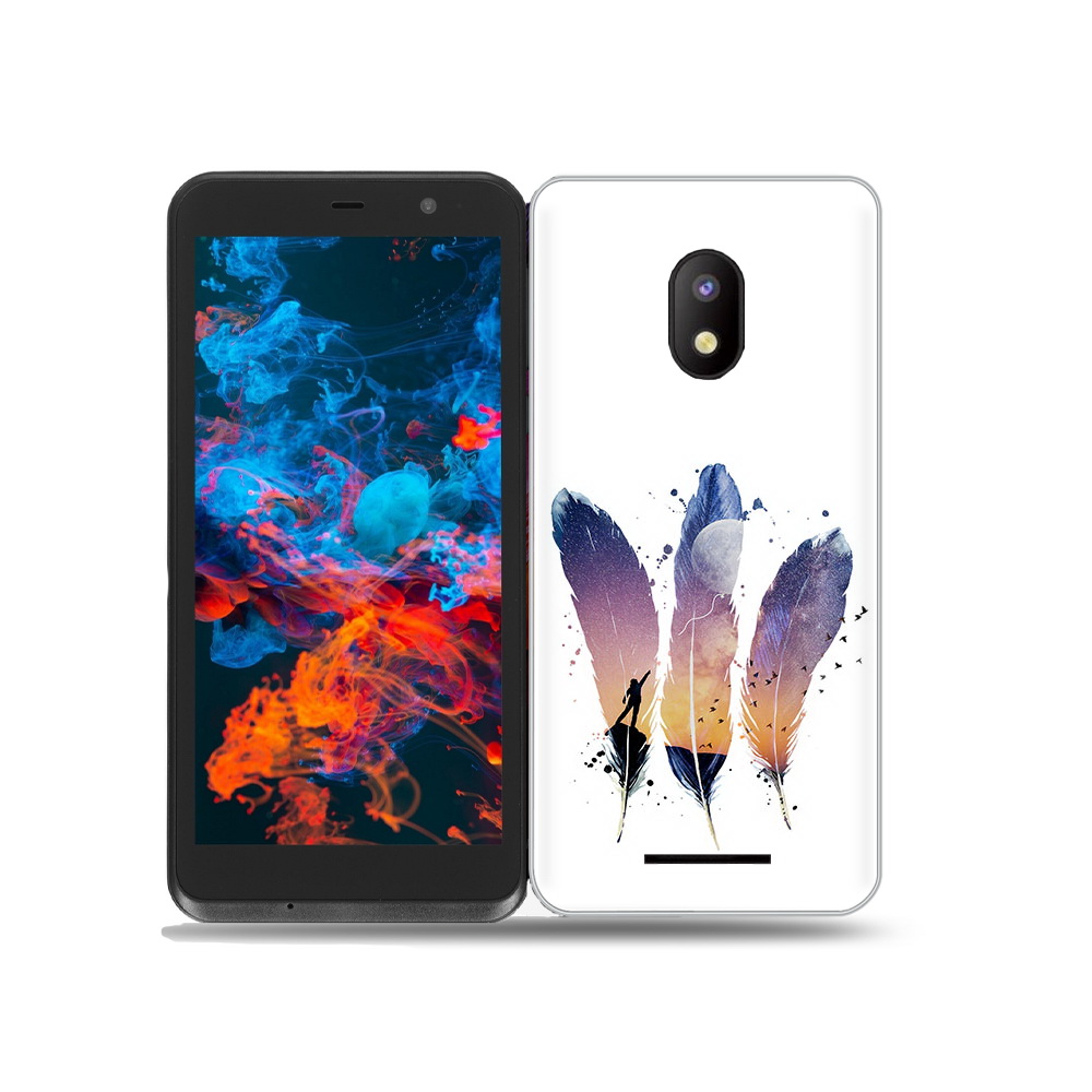 

Чехол MyPads Tocco для BQ 5045L Wallet небесные перья, Прозрачный, Tocco