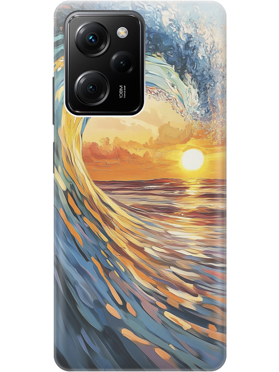 

Силиконовый чехол на Poco X5 Pro 5G с принтом "Волна и закат", Прозрачный;желтый;синий, 767959741