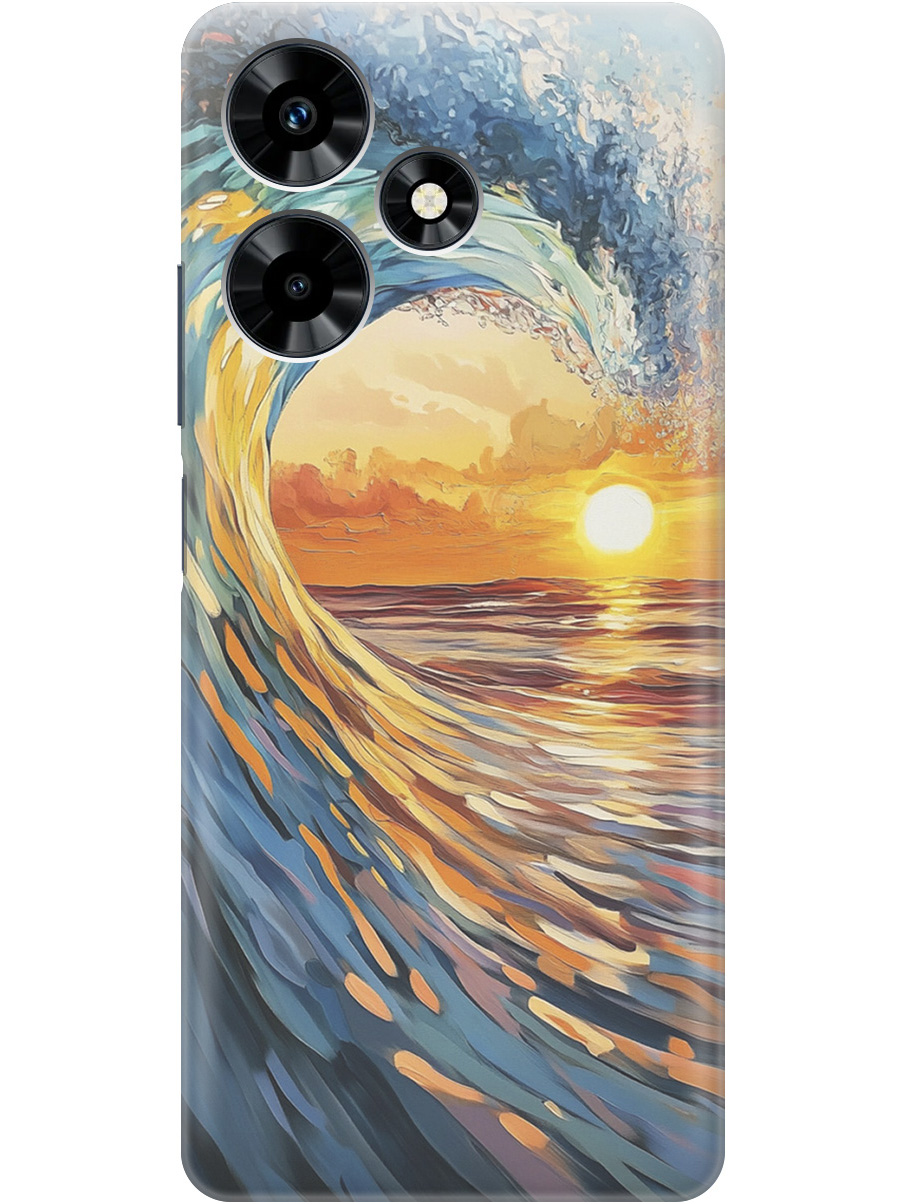 

Силиконовый чехол на Infinix Hot 30 с принтом "Волна и закат", Прозрачный;желтый;синий, 773940141