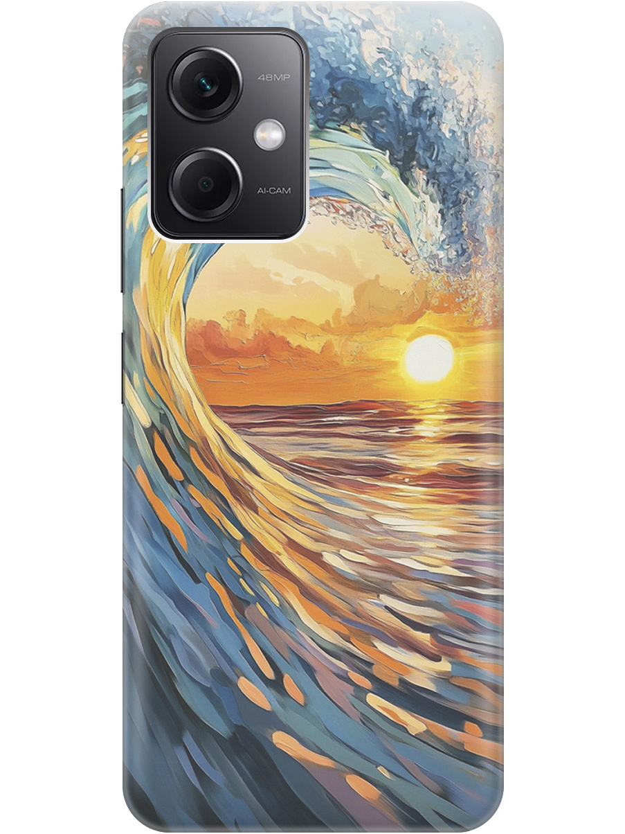 

Силиконовый чехол на Xiaomi Redmi Note 12 с принтом "Волна и закат", Прозрачный;желтый;синий, 762098341