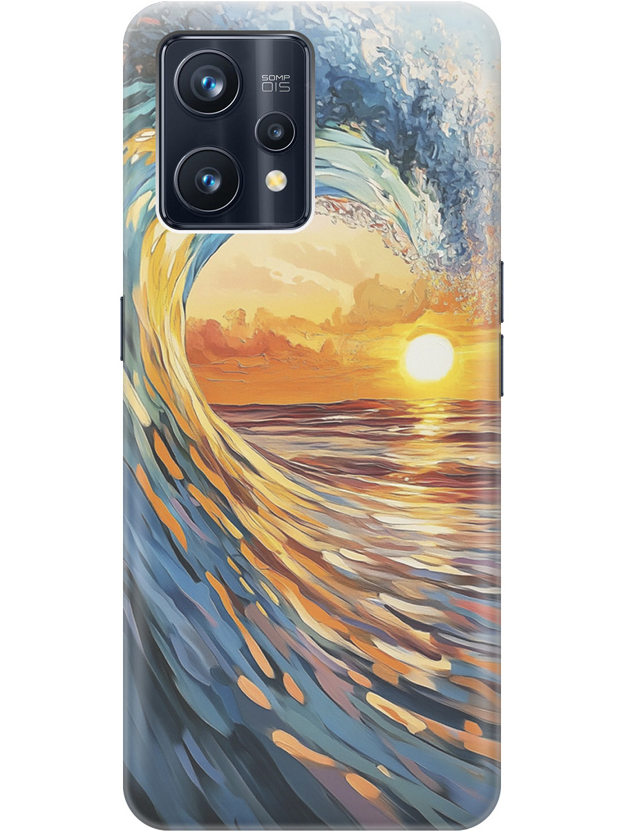 

Силиконовый чехол на Realme 9 Pro+ с принтом "Волна и закат", Прозрачный;желтый;синий, 740189641
