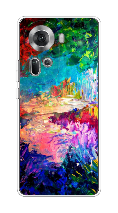 

Чехол на Oppo Reno 11 (Global) "Лес-гуашь", Синий;розовый;зеленый, 2515850-1