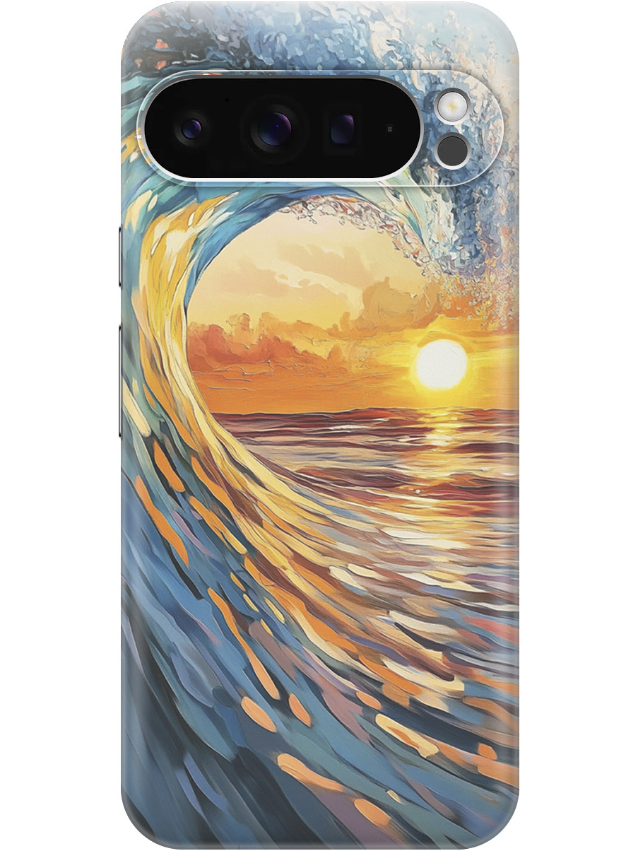 

Силиконовый чехол на Google Pixel 9 pro с принтом "Волна и закат", Прозрачный;желтый;синий, 784810341