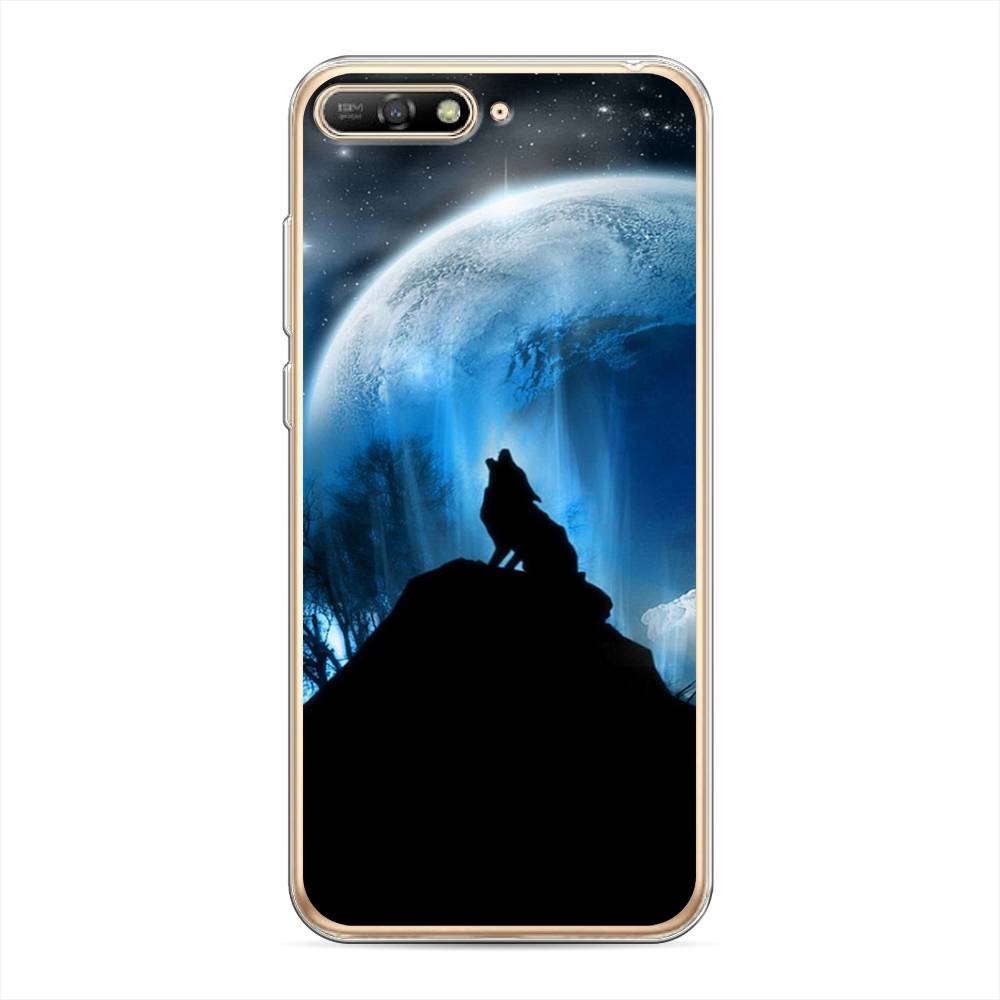 

Чехол на Huawei Y6 2018 "Волк 2", Синий;черный;белый, 67850-1