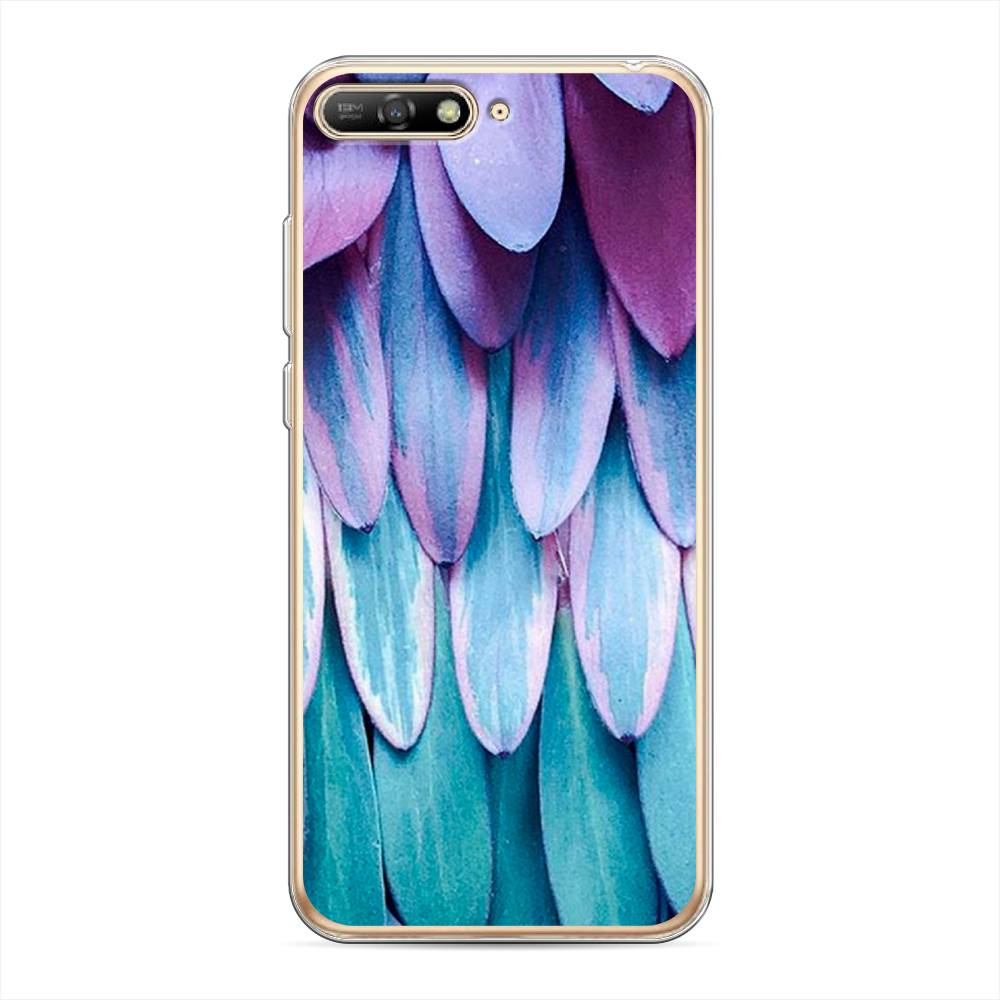 

Чехол на Huawei Y6 2018 "Синее перо", Фиолетовый;голубой, 67850-3