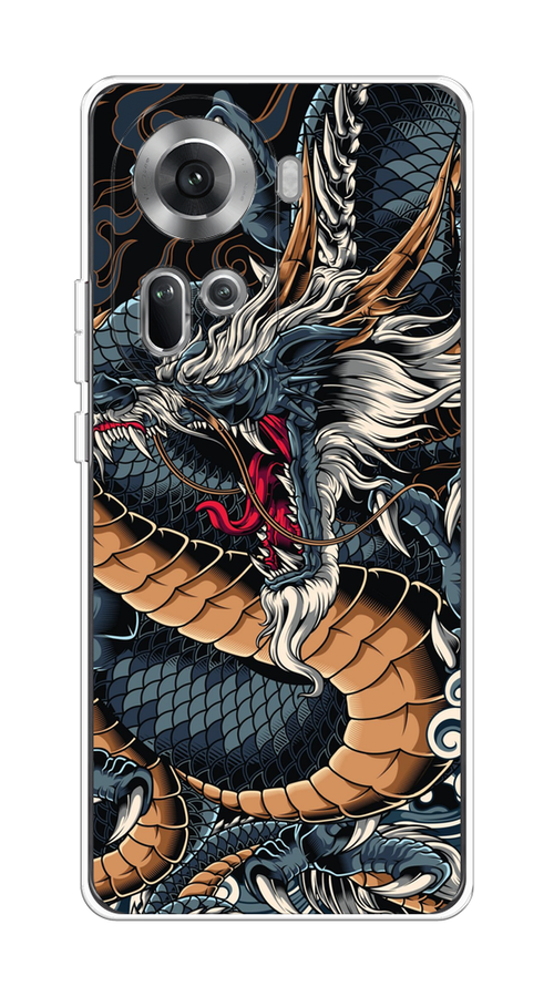 

Чехол на Oppo Reno 11 (Global) "Japanese Dragon", Коричневый;черный;синий, 2515850-1