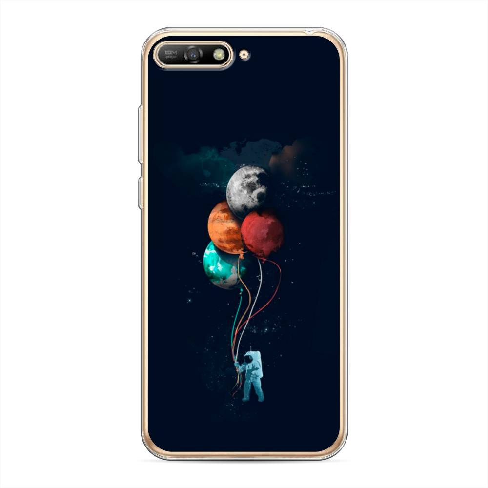 

Чехол на Huawei Y6 2018 "Космонавт с шариками", Разноцветный, 67850-4