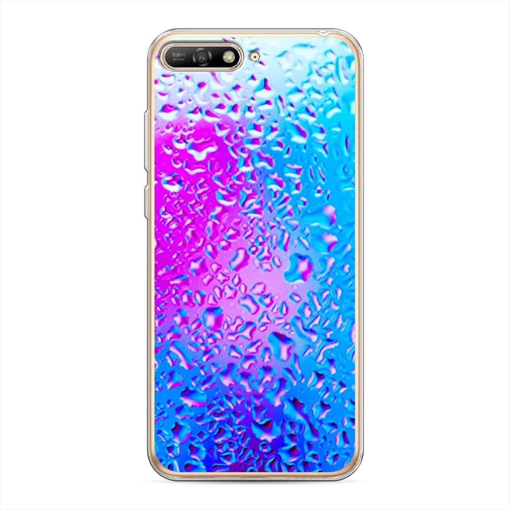 

Чехол на Huawei Y6 2018 "Капли на стекле", Голубой;розовый, 67850-3