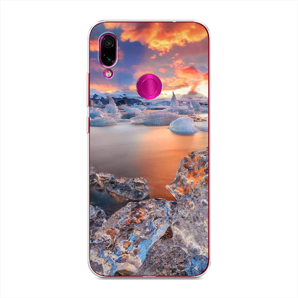 

Чехол на Xiaomi Redmi Note 7 "Ледники", Синий;оранжевый, 34750-2