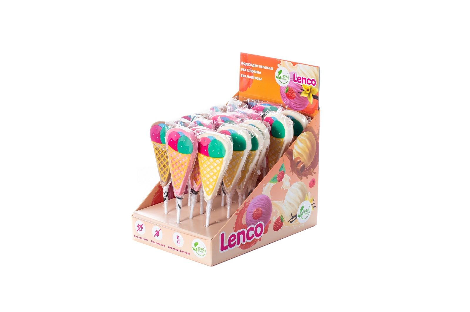 

Карамель леденцовая на палочке Мороженое, Lenco, 30 гр (27 шт.)