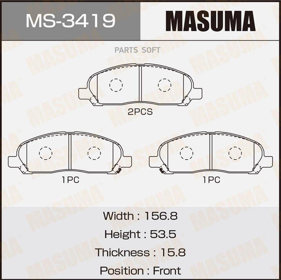 

Колодки Пер.Mitsubishi Pajero 2 3 Sport 94-03 Masuma арт. MS3419