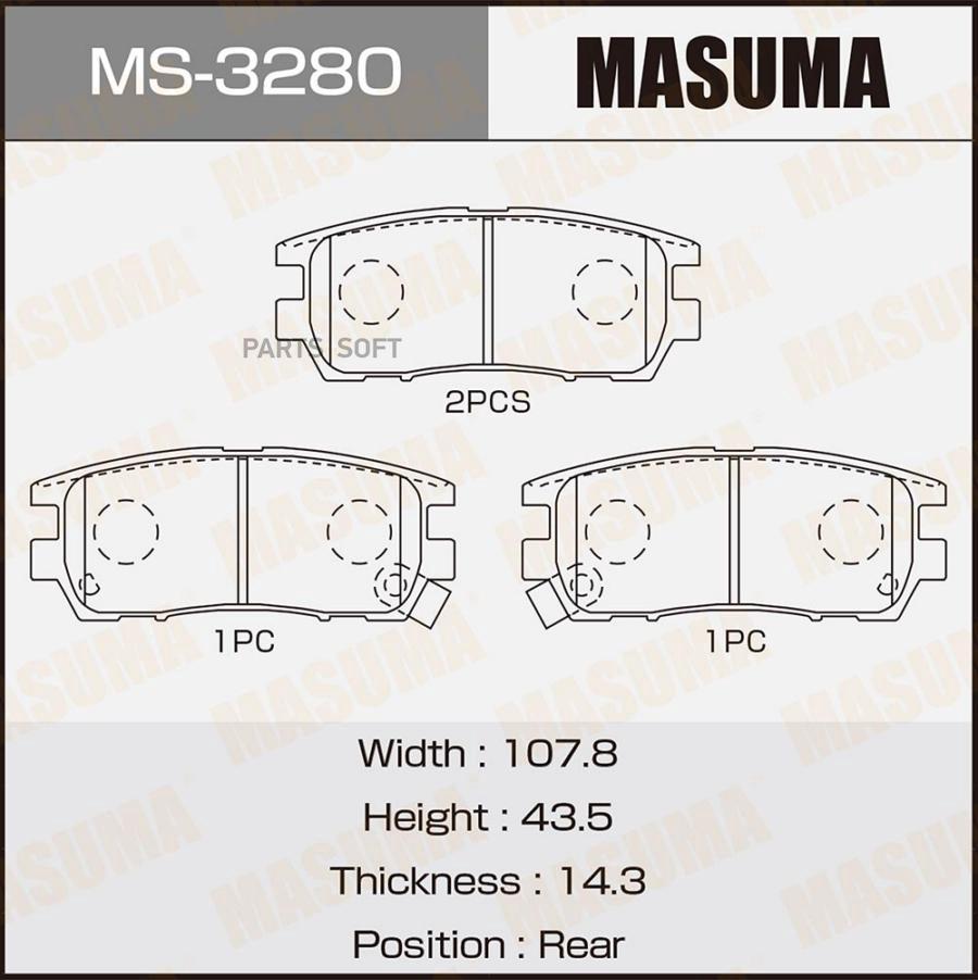 

Колодки зад. MITSUBISHI PAJERO 91-00 1шт MASUMA 'MS3280