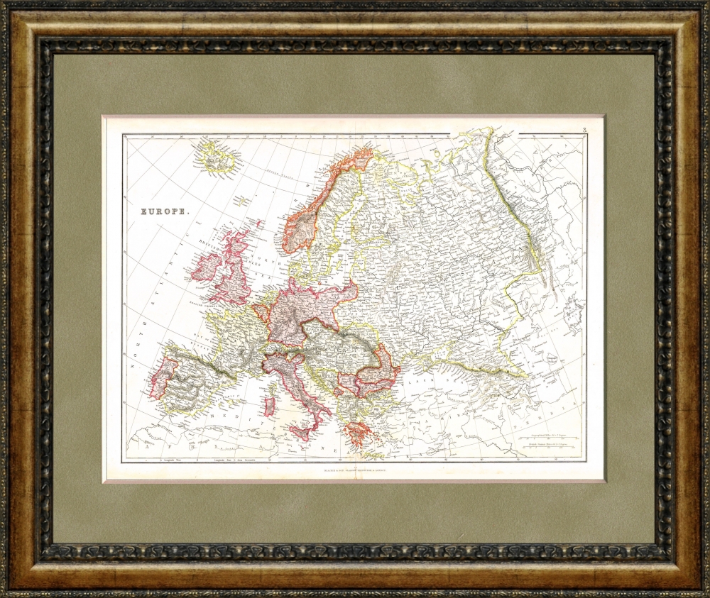 

Старинная карта Европы и Европейской России, 1880 г.