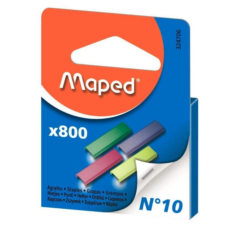 Скобы для степлеров Maped, №10, до 15л., 800шт., цветные (324706), 48 уп.