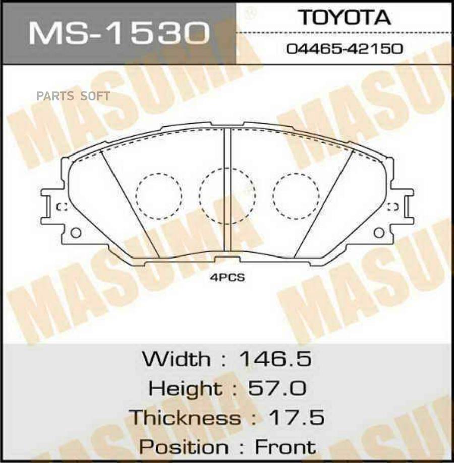 

Колодки Toyota Rav4 05-> Masuma арт. MS-1530