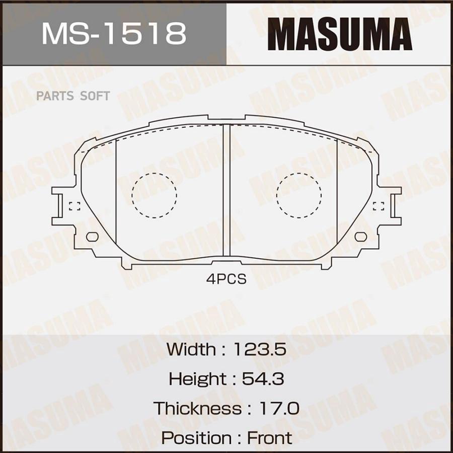 

Колодки Пер.Toyota Yaris 1.0 1.3 1.8 06=> Masuma арт. MS1518