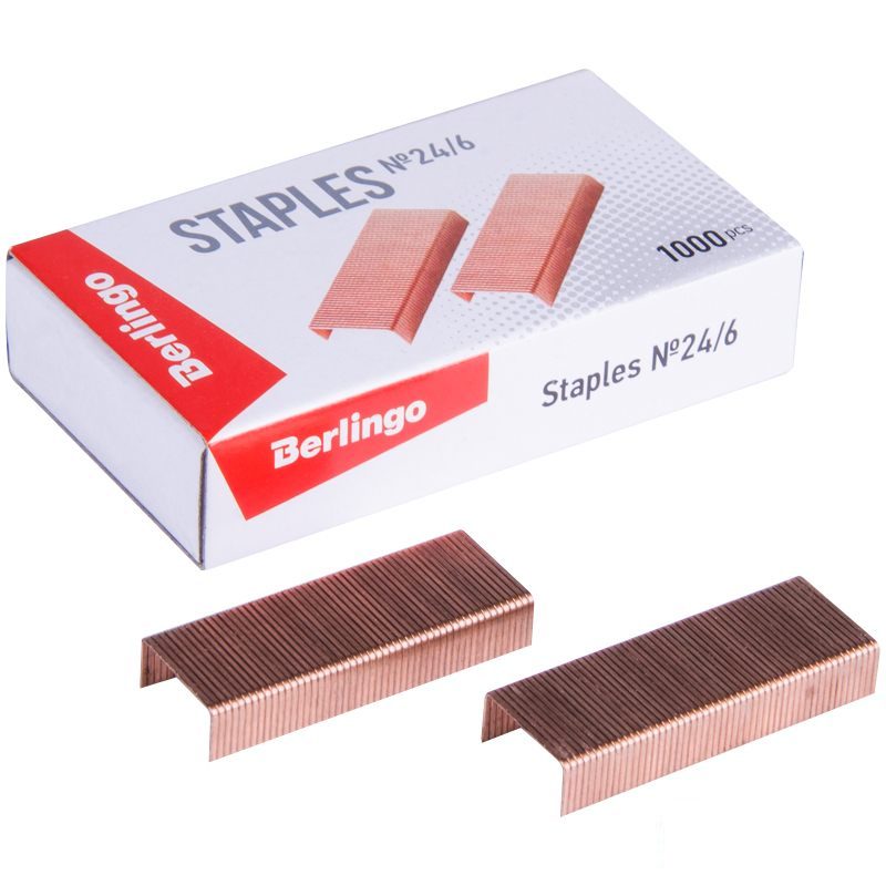 Скобы для степлеров Berlingo 246 медные 1000шт SH610 20 уп 1762₽