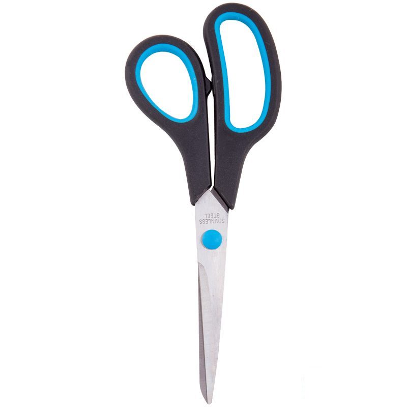Ножницы OfficeSpace 190мм асимметричные ручки черные с синими вставками 12шт