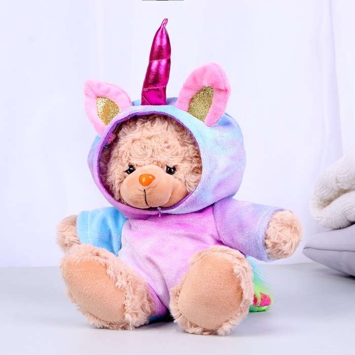

Мягкая игрушка "Мишка в костюме единорожки", 20 см, Бежевый