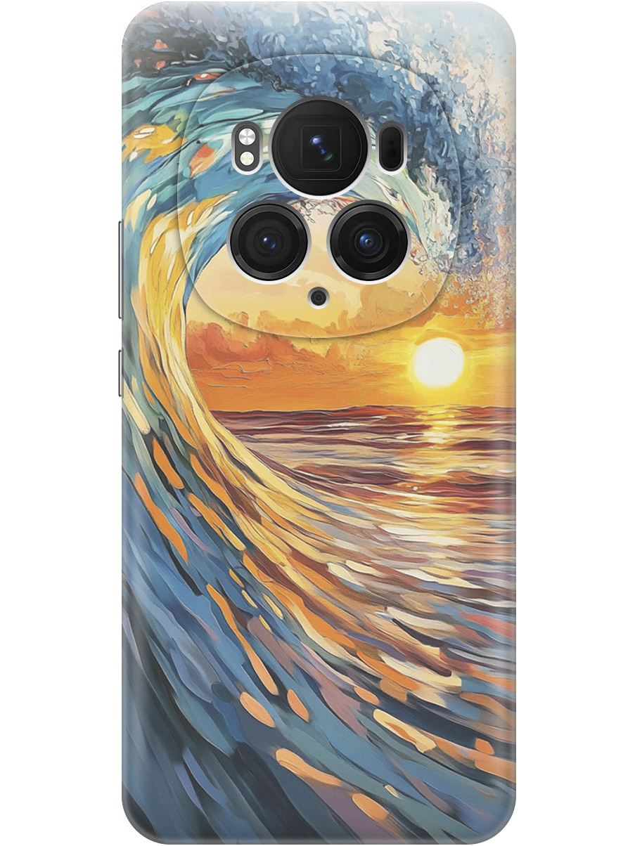 

Силиконовый чехол на Honor Magic6 Pro с принтом "Волна и закат", Прозрачный;желтый;синий, 782623441