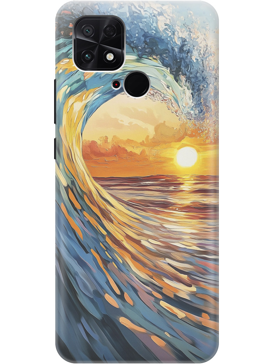 

Силиконовый чехол на Xiaomi Poco C40 с принтом "Волна и закат", Прозрачный;желтый;синий, 740187941