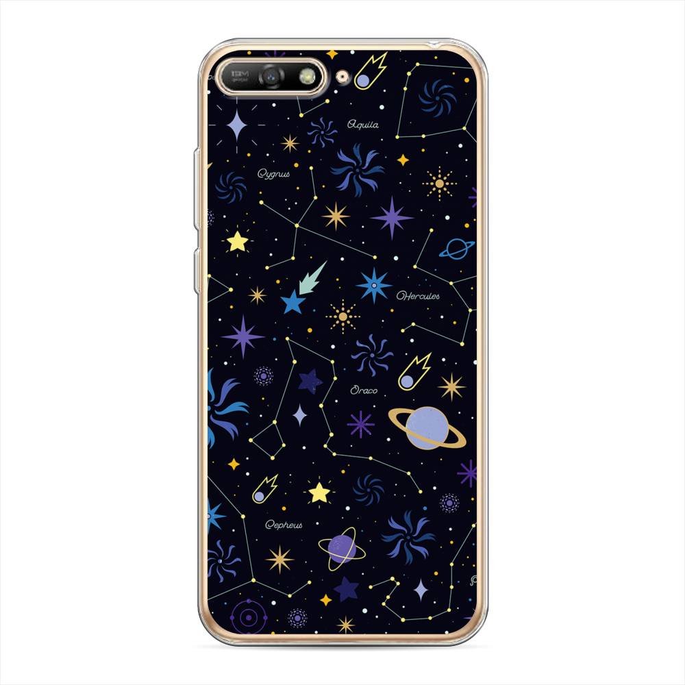 

Чехол на Huawei Y6 2018 "Цветной космос", Желтый, 67850-2