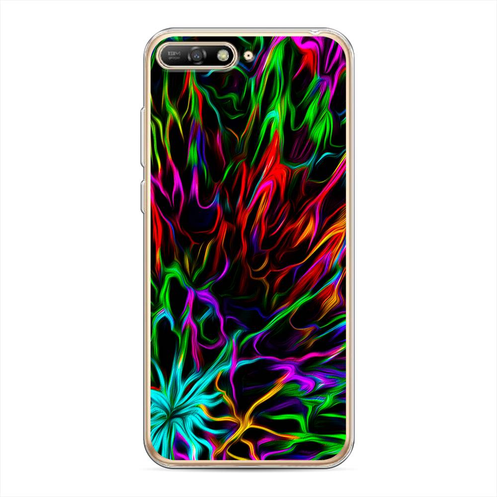 

Чехол на Huawei Y6 2018 "Разноцветные разводы", Голубой;зеленый;оранжевый, 67850-3