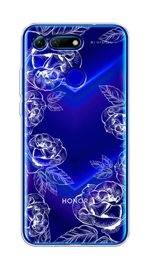 

Чехол на Honor V20 "Розы графика", Черный;серый, 67350-2