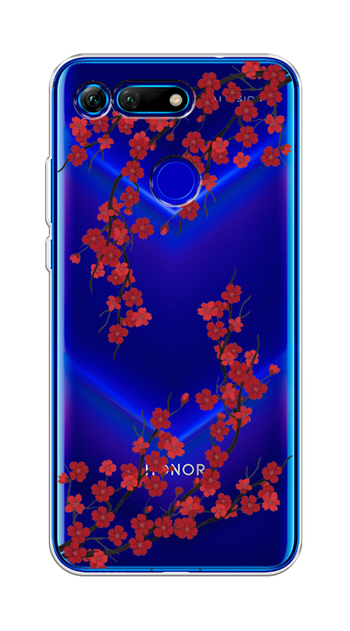 

Чехол на Honor V20 "Красная сакура", Красный;черный, 67350-2
