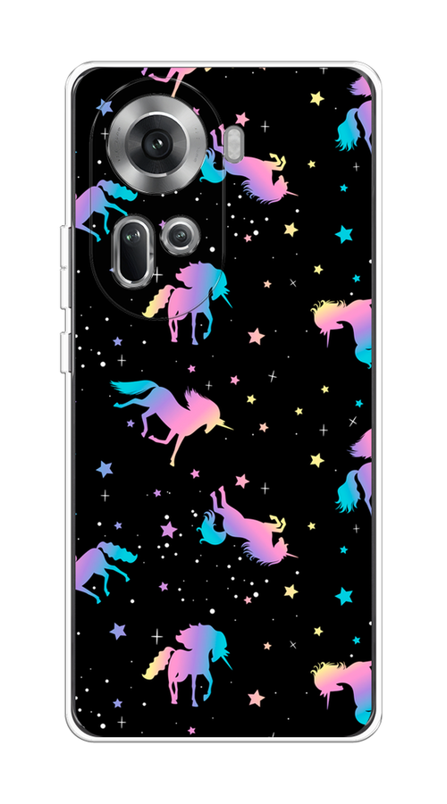 

Чехол на Oppo Reno 11 (Global) "Единороги градиент", Черный;розовый;голубой, 2515850-1