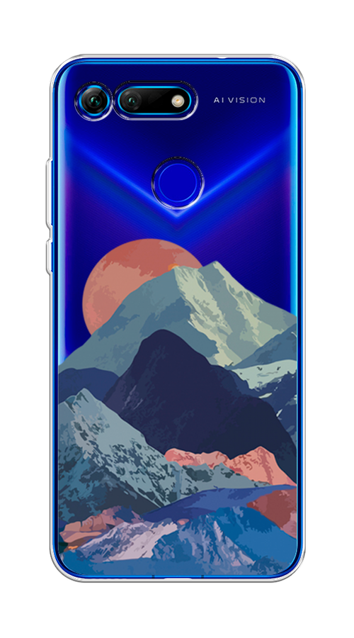 

Чехол на Honor V20 "Закат в снежных горах", Бордовый;серый;голубой, 67350-2