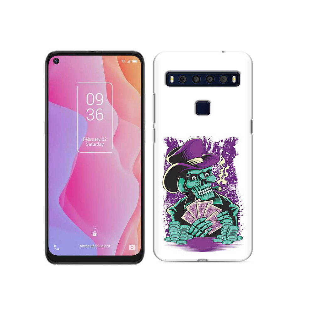 

Чехол MyPads Tocco для TCL 10L зеленый череп с картами, Прозрачный, Tocco